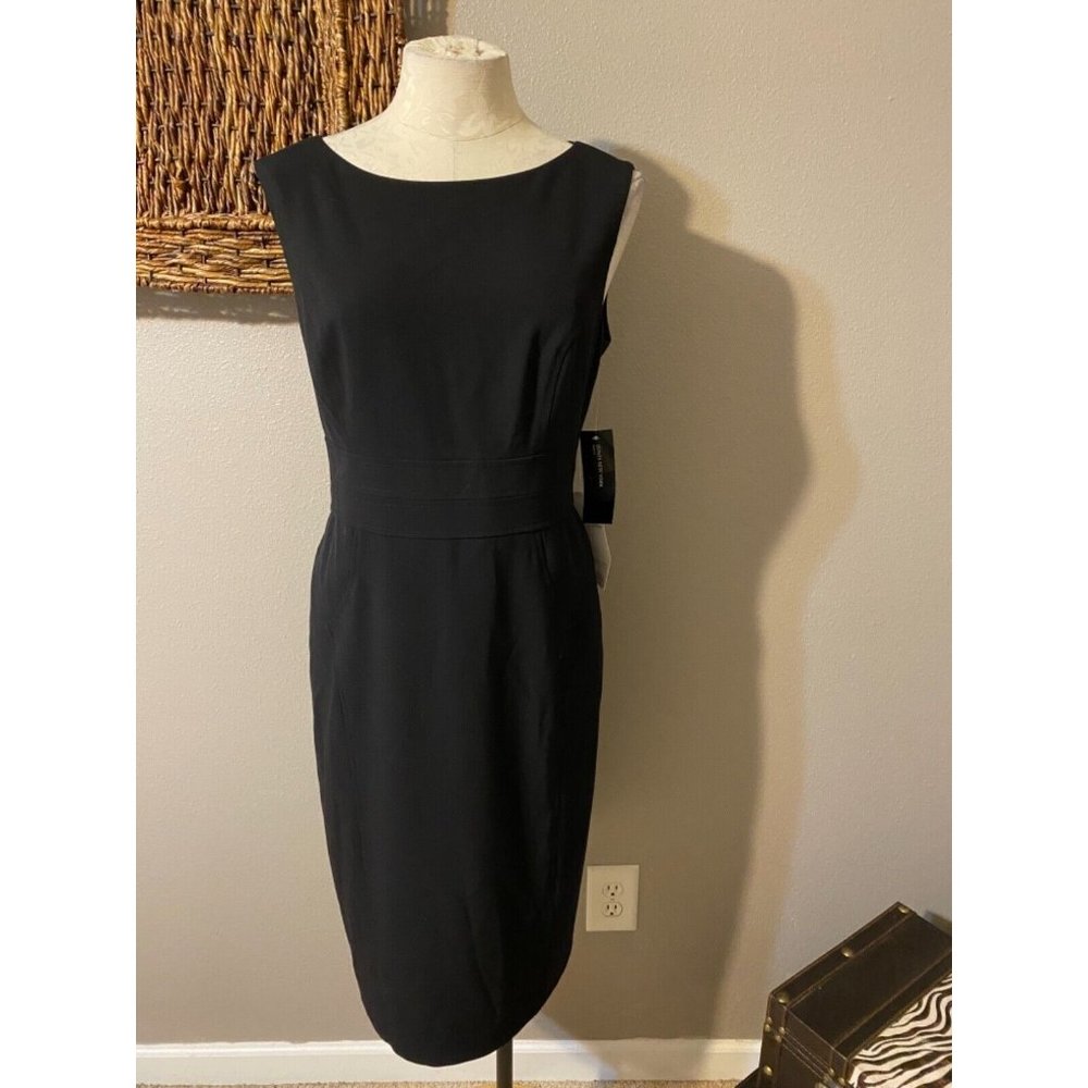 Jones New York Dress Black 12 Classic Sheath Career Church NWT